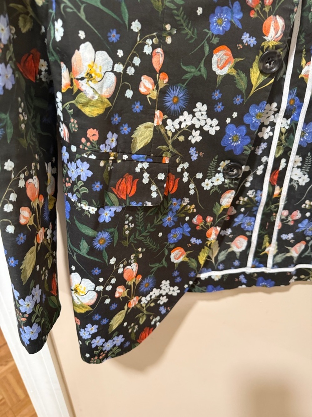 R13 Black Floral Printed Women's Blazer - Picture 4 of 5